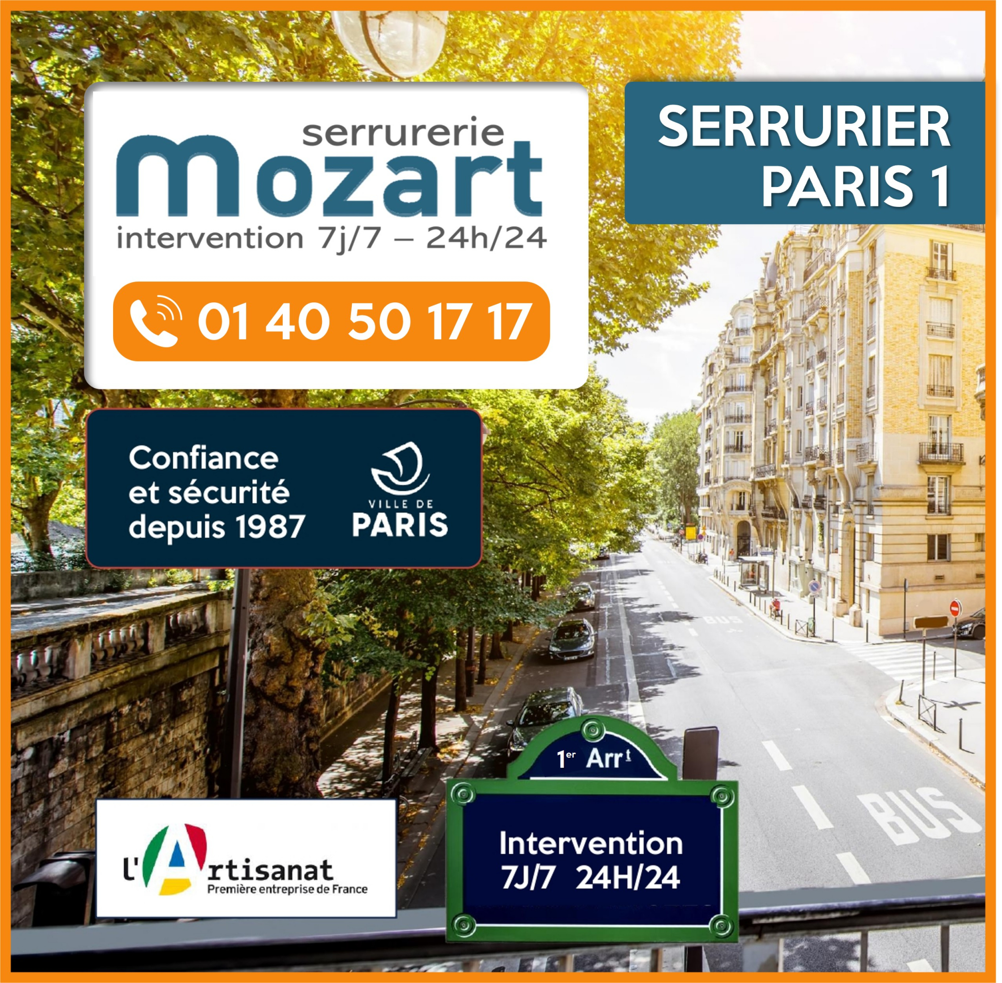 Serrurerie Mozart - Intervention rapide - 01 40 50 17 17