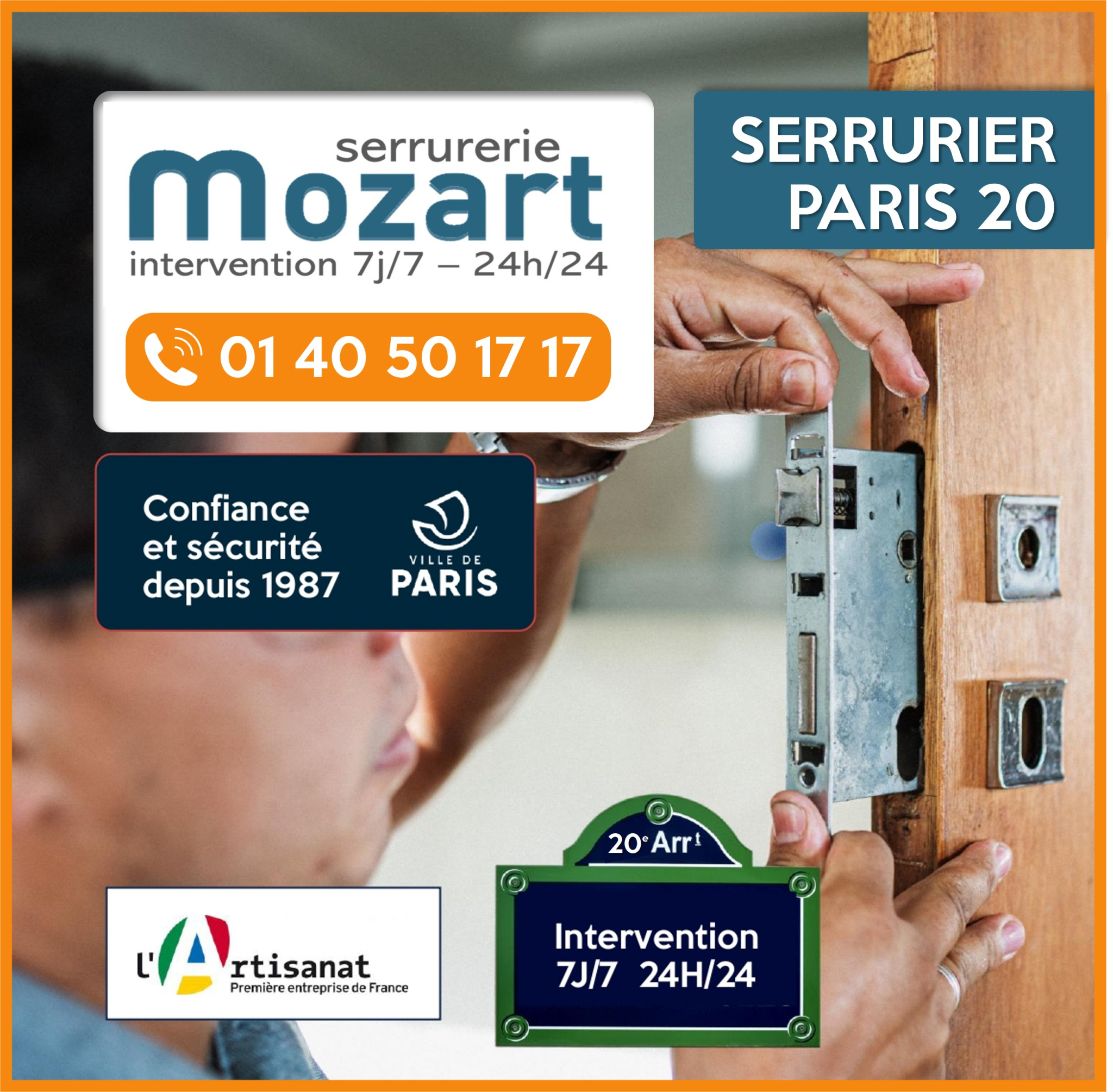 Serrurerie Mozart – Service d’urgence 24/7 – 20ème arrondissement Paris